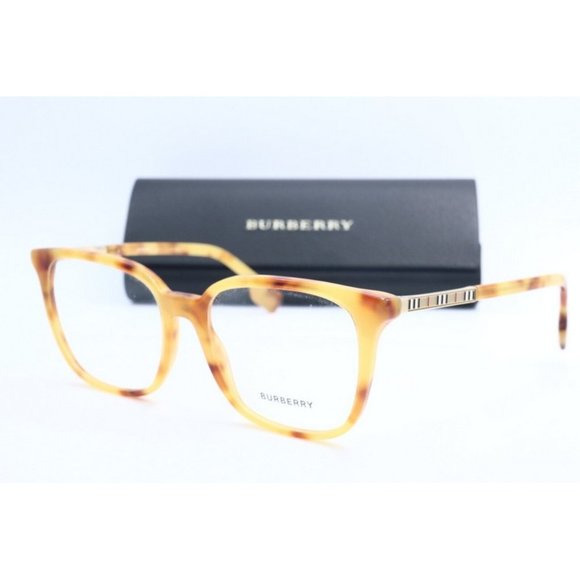 New Authentic Burberry B 2338 3908 Havana Square Eyeglasses Clear Lenses 53mm